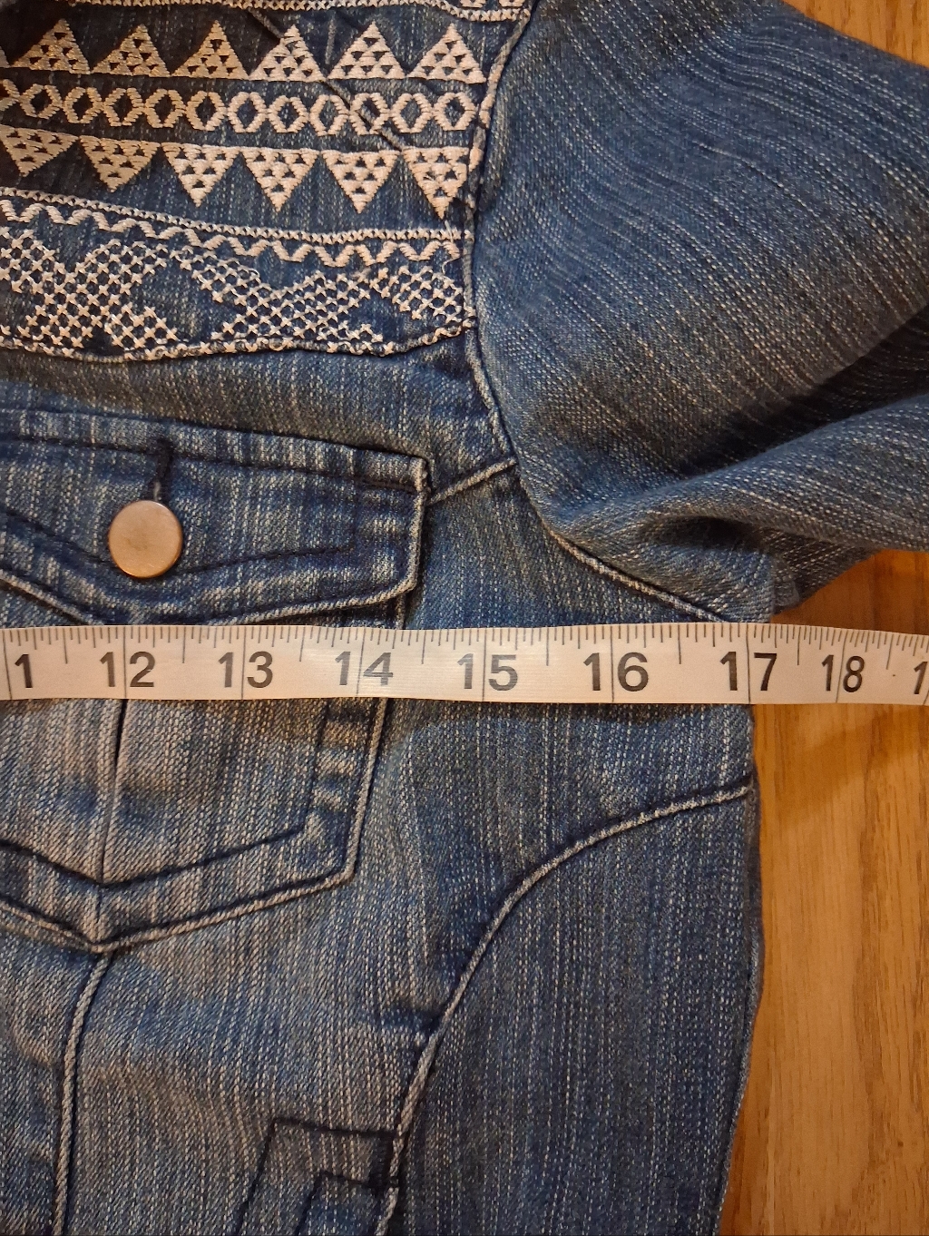 Thread & Supply Denim Jacket With White Embroidery. Womens. Size Medium. — image 8 of 8